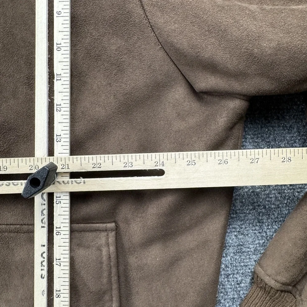 Sean John Jacket Mens XL Brown Faux Suede Bomber Full Zip Embroidered‎ Pockets - Picture 6 of 9